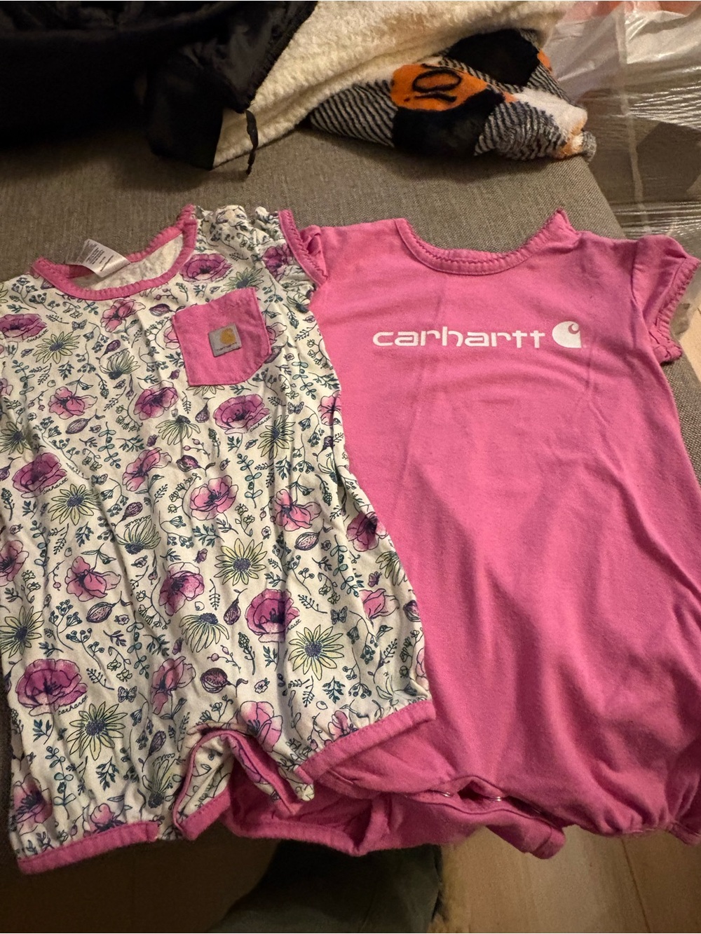 Carhartt Pink Floral and Solid Pink Girls' Pajama Set
